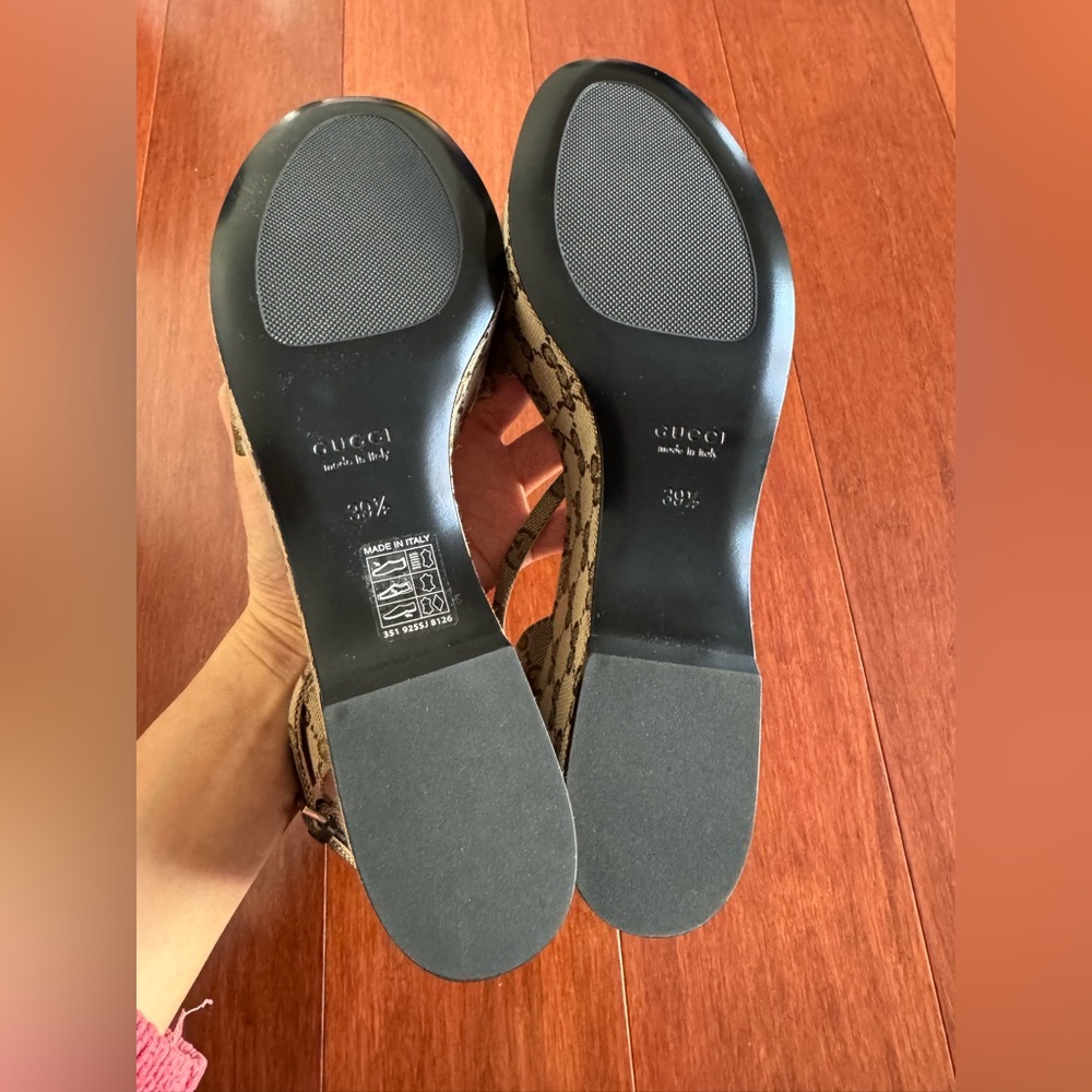 Gucci Horsebit GG Logo Canvas Platform Wedge Sandals Eu 39.5 US 10  ( 1/2 Big) - Picture 7 of 12